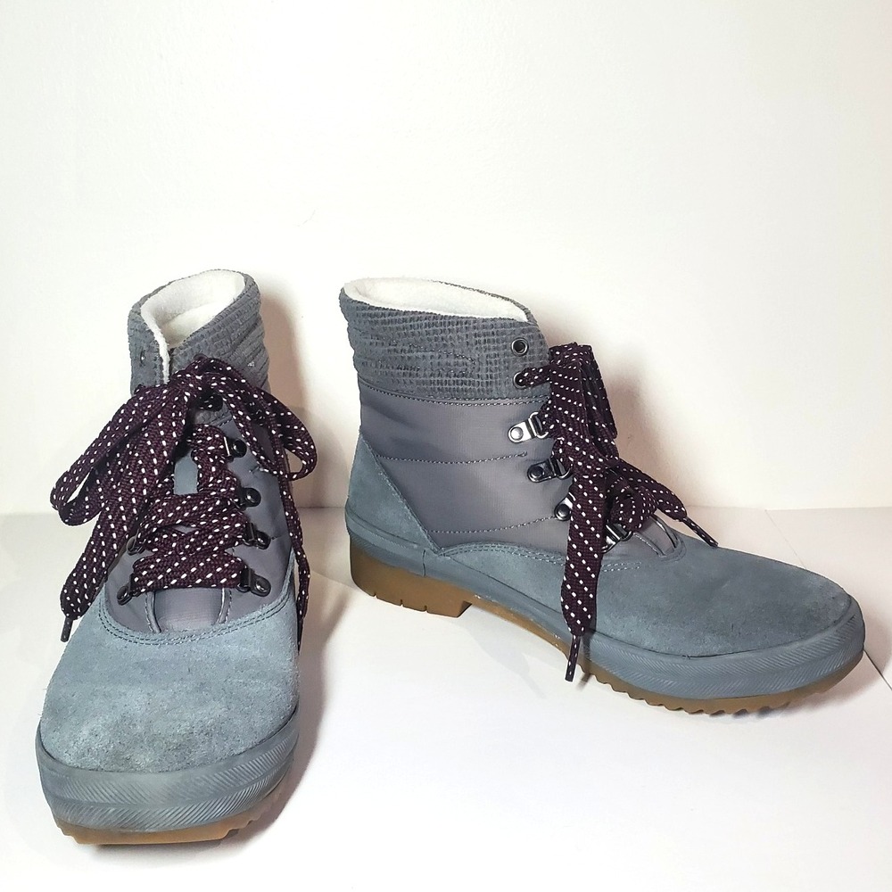 Woman's Keds Camp Ankle Boot Suede Lace up Gray Water Repellant‎ Size US 10